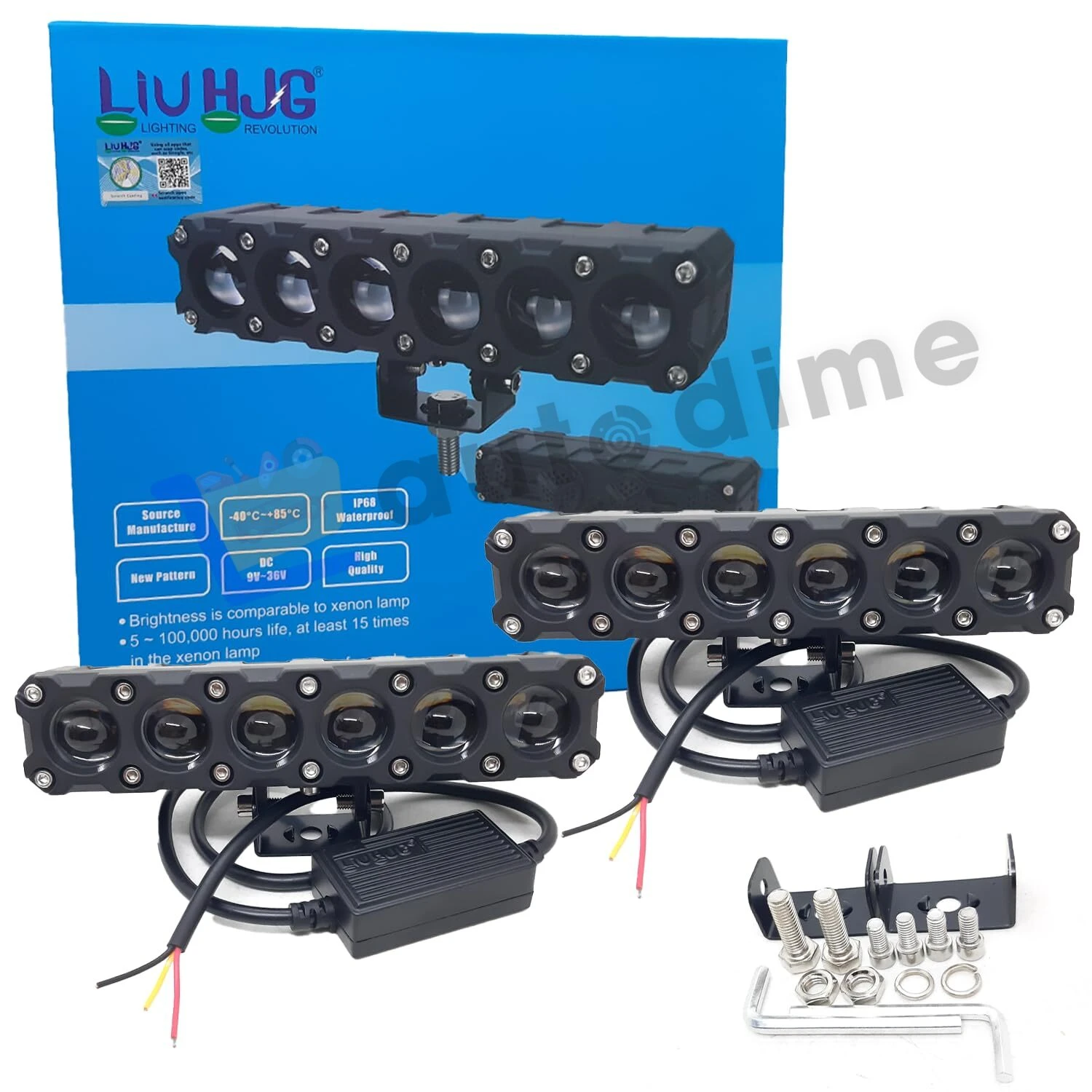 HJG Future Eyes 6‑Lens Mega Drive Fog Lights (Pair) | 180W Total, Cool White, Heavy‑Duty Aluminum, Universal 9–32V