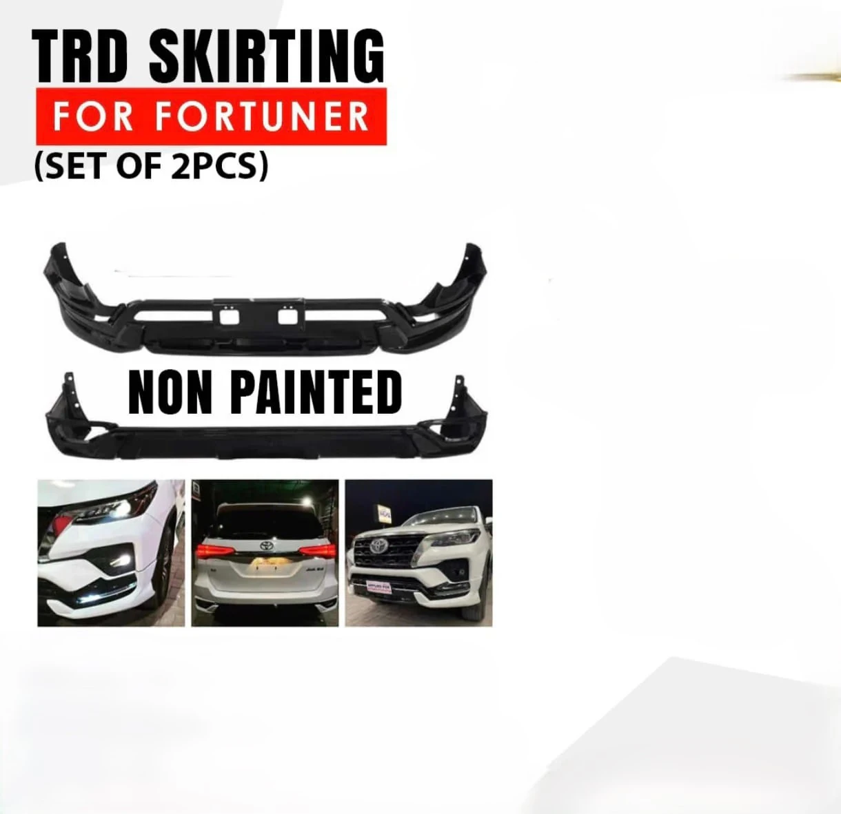 TRD‑Style Front + Rear Body Kit for Toyota Fortuner | ABS | Bolt‑On | Sport Diffuser + Front Lip | Non Painted